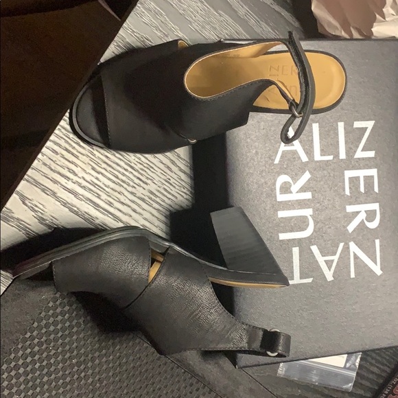 Naturalizer Peep Toe Black Suede Sandal - Picture 2 of 8